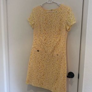Tommy Hilfiger yellow lace dress with gold accent
